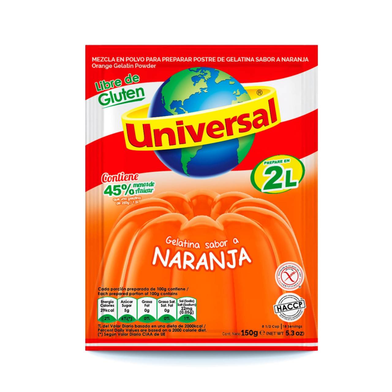 Gelatina Universal Sabor Naranja 250gr